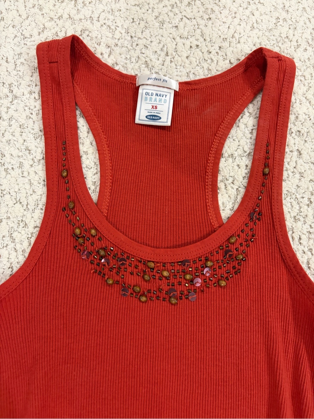 Vintage GAP Red Beaded Ribbed Racerback Tank - Picture 2 of 2